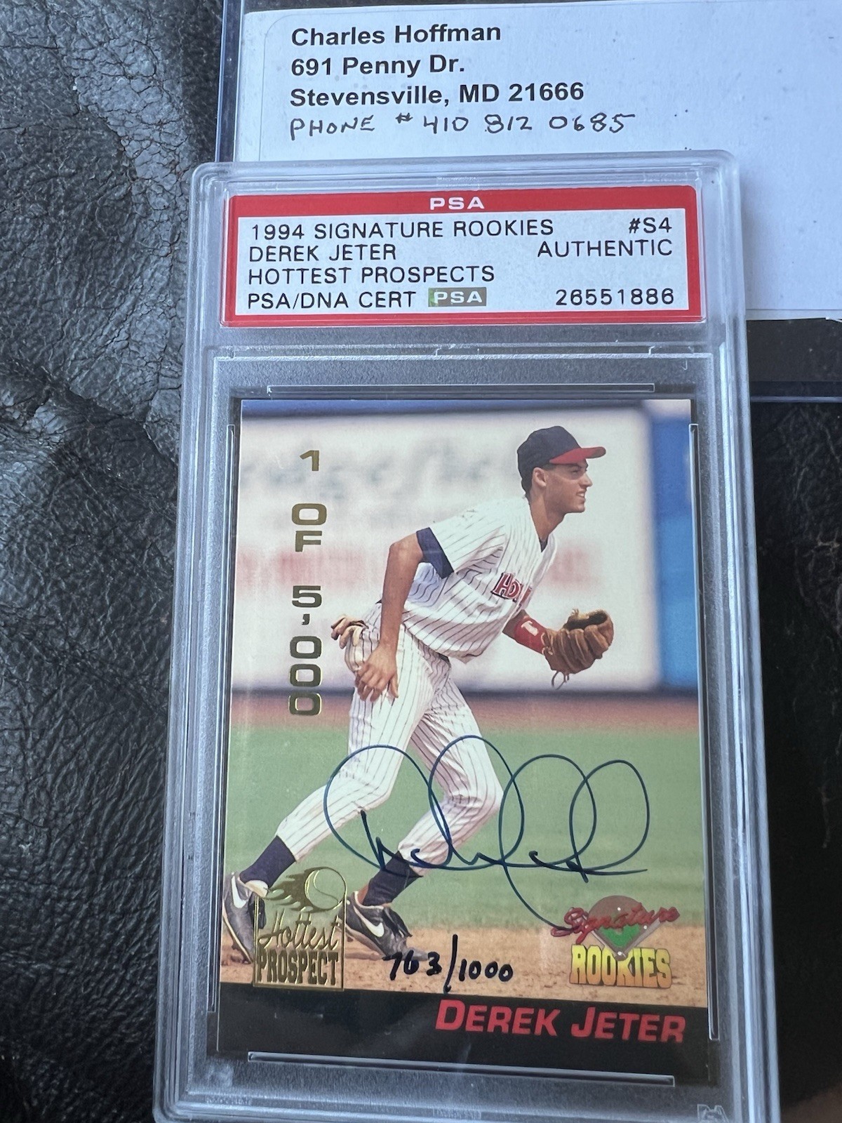 DEREK JETER PSA DNA AUTH 1994 SIGNATURE ROOKIES #S4 HOTTEST PROSPECTS AUTO /1000