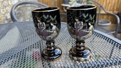 Vintage 24K vergoldet x2 Kelch Kelch Wein Fakiolas Tassen Hand Made in Greece