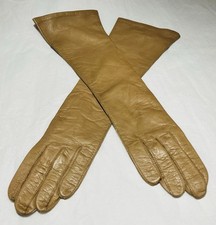 Vintage NOS Wear Right Gloves Silk Lined Tan Leather Cocktail Length Sz 7 French