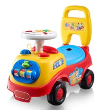 Toddler Ride On Push Car Sit to Stand Kid Ride On Toy Car w Music Steering Wheel