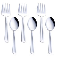 Stainless Steel Serving Spoon and Serving Fork Set, Include 3 Large Serving S...