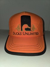 Vintage Ducks Unlimited Orange Hunting Adjustable Hat Cap Embroidery