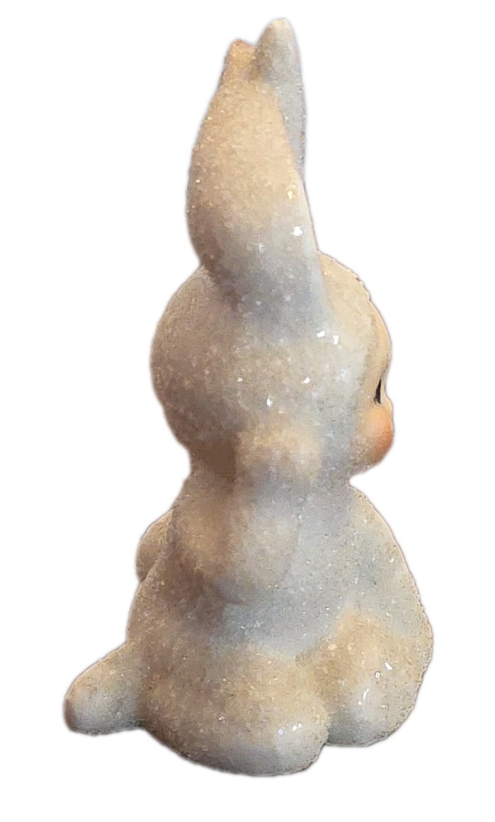 Vintage Sugar Glazed Snow Baby Bunny Rabbit Ceramic Figurines Set Of 3