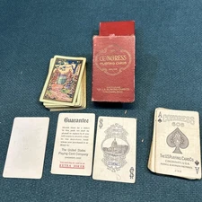 Vintage Congress 606 Playing Cards – Garden Gate Art Back – USPCC – 1930s