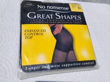 NIP Vintage No Nonsense Great Shapes Enhanced Control Top Beige Sheer Toe - D