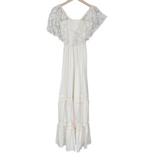 Vintage Tiered Lace Boho Prairie Cottagecore Maxi Dress Sz XS/S