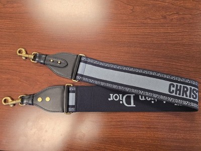 CHRISTIAN DIOR Canvas Embroidered Shoulder Strap blue with gold tone hardware