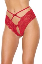 Coquette 25132 Red Panty High-Leg or Hipster Strappy Waist Bow Detail