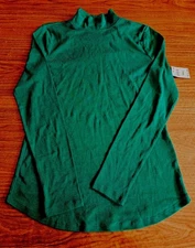 Women's Size Small Charter Club Pima Mock-neck Top In Green-NWT