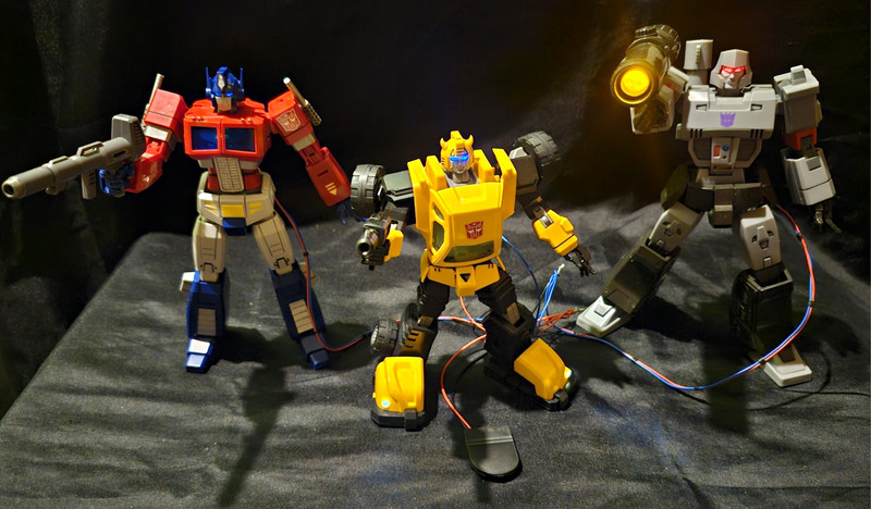 Pro built lot of 3 Transformer models from Flame Toys  Modified With LED'S