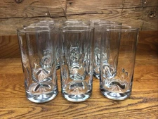 Set Of 12 MCM Libbey Crisa Impressions Pinched Clear Glasses Tumblers  6”