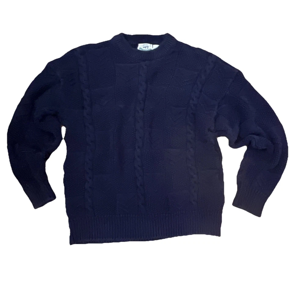 Suéter Grueso Tejido Cable Pesado Vintage 417 Van Heusen XL Abstracto 100% Algodón Foto 2 de 4