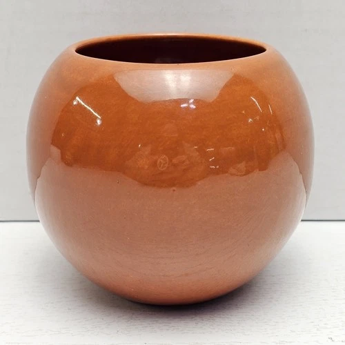 Vintage Haeger Pottery Small Burnt Orange Round Simple Planter Ceramic 4" USA