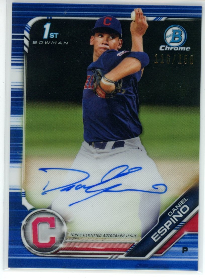 2019 BOWMAN CHROME DANIEL ESPINO BLUE 1ST BOWMAN AUTO /150 G48