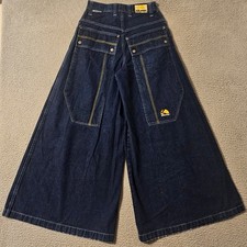 Vintage Kikwear Rising Sun K-91 Wide Leg Baggy Rave Jeans Sz 30 Denim Y2K Cargo