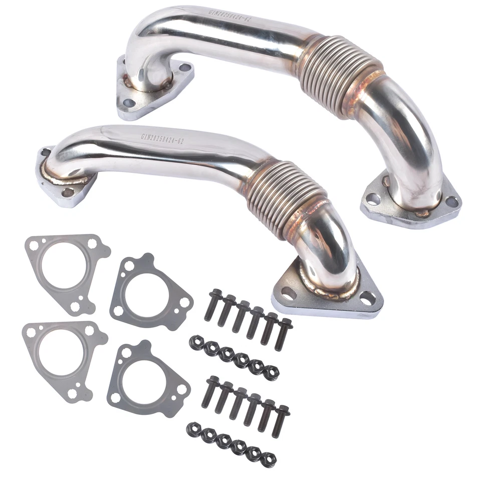 2x Up Pipes for Chevy Silverado GMC Sierra 2500 HD 3500 6.6L 2001 2002 2003 2004 - Image 3 of 4