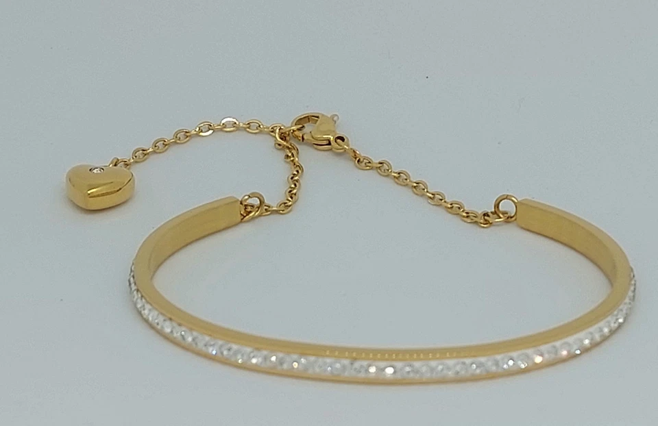 Modeschmuck Edelstahl Armband mit synthetischen Cubic Zirkonia und Herz Gold  - Bild 4 von 4