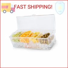 Cocktailor 4 Tray Chilled Bar Top Food & Garnish Station with Lid - Condiment Di