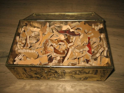 Ancien Puzzle de Perplexité en bois Thème Chasse XIXe - Photo 1/4
