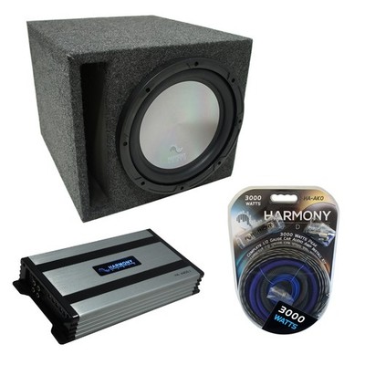 Universal Car Stereo Slotted S Port Single 10'' Harmony A102 Sub Box & HA-A800.1