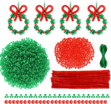 1162 Pcs Christmas Beaded Ornament Kit Tri-Shaped DIY Candy Cane Beads Christmas
