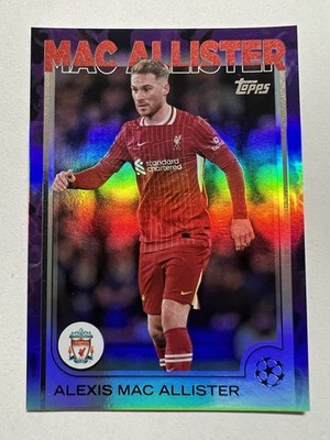 2025 Topps UEFA Alexis Mac Allister /299 Purple Rain Foil Liverpool FC #182
