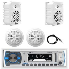 Pyle Marine Bluetooth MP3 Receiver, 2x 5.25" 500W Speakers, 2x 4'' 100W Speakers