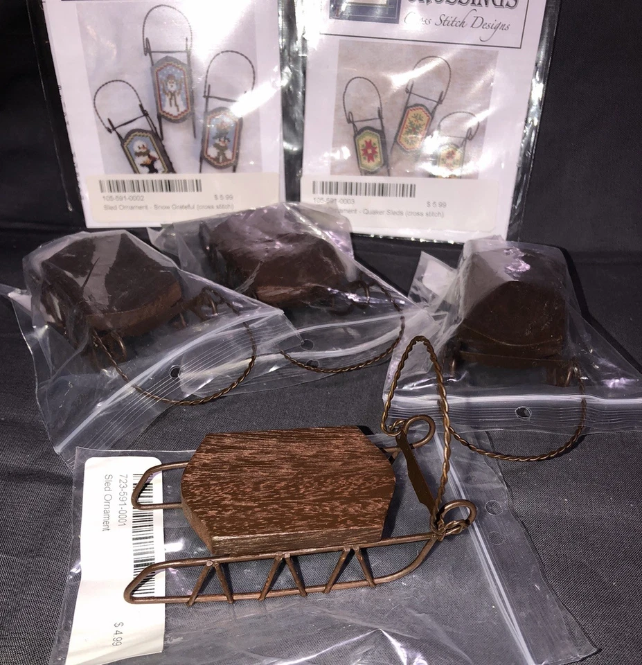 Lot of 2 - Foxwood Crossings Sled Ornament Counted Cross Stitch Charts & 4 Sleds - Image 4 of 4