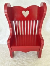 Vintage 16.5 H Handmade Wooden Doll Chair Heart Cutout Small Wood Rustic