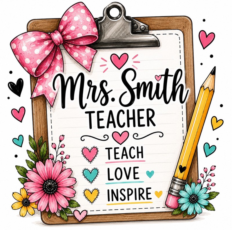 Personalized Teacher Clipboard Name Design | Custom Teacher Gift