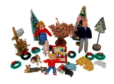 Dollhouse People Pets & Christmas Decor Lot of 25
