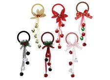 Christmas Door Knob Hanger Bells with Decorative Bows, 6 Pack Holiday Jingle Bel