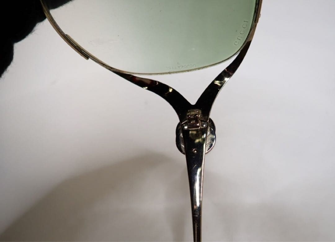 GUCCI Sunglasses GG0225S 003 Green Gold Round Oversized Metal Men Women Auth thumbnail 7