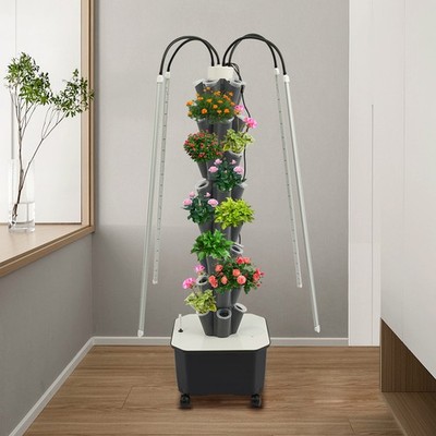 Hydroponic Growing System with Grow Light 40 Pods Indoor Hydroponic Tower Garden