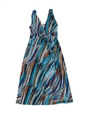 VINTAGE Womens Sleeveless A-Line Dress UK 8 Small Multicoloured Striped CP97