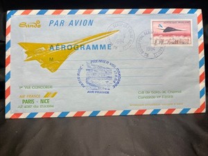Concorde First Flight Aerogramme Paris - Nice 1984