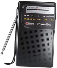 Portable Radio AM/FM, 2AA Battery Operated with Long Range Reception Black