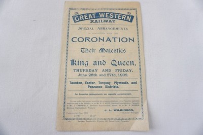 1902 GWR Eisenbahn Königlicher Zug Krönungsfahrplan 