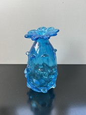 VASE SOLIFLORE LEONARDO STYLE MURANO VERRERIE BLEU VERRE SOUFFLÉ