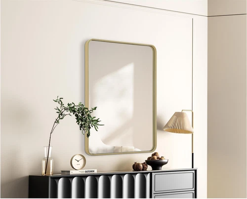 Elegant Decor Contour Metal Rectangle Mirror 30X40" Brass - Picture 3 of 11