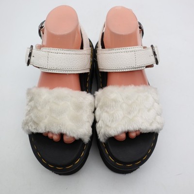 Doc Dr. Martens Women's 8 Voss Quad Fluffy Faux Fur Heart Buckle