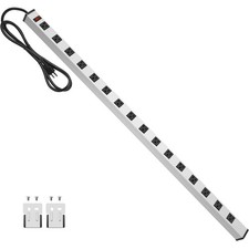 Long Metal 16 Outlet Power Strip, Wide Spaced Garage Industrial Heavy Duty Po...
