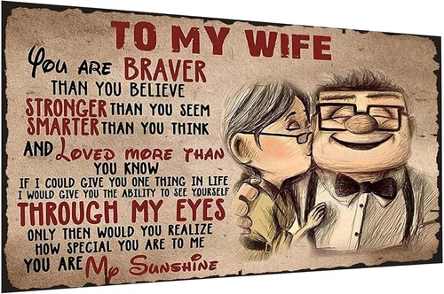 Vintage Metal Tin Sign Funny Sarcastic Party Wall Art Decor Signs to My Wife You