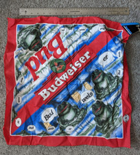 NWT VINTAGE 1995 NEW BANDANA BUDWEISER FROGS HANDKERCHIEF COTTON