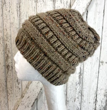 CC Beanie Women's Knit Slouchy Thick Cap Hat Brown