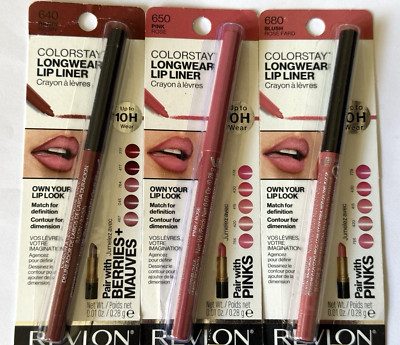 Revlon Colorstay Longwear Lip Liner Crayon Lot of 3 Colors 640 - 650 and 680