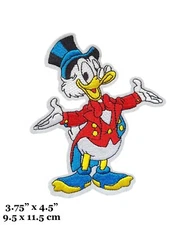 Scrooge McDuck Cartoon Character Figure Open Hands Embroidered Iron On Patch