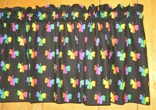 Black Blue Pink Clover Shamrock Handmade Cotton Window Curtain Valance