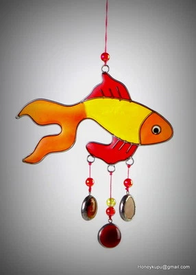 Fish suncatcher garden mobile, window bathroom decor - Image 1 of 4