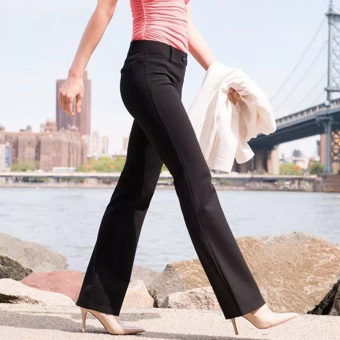 RARE Betabrand Classic Dress Pant Bootcut Dotted Dots Black Yoga Pants L